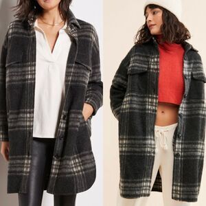 Faherty Black and Gray Plaid Women's Jacket